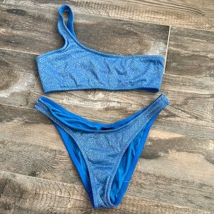 blue sparkle triangl bikini